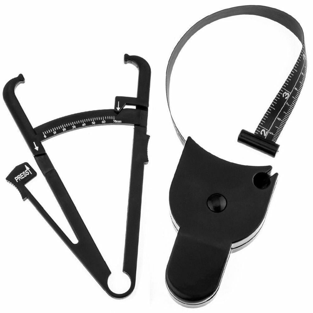 2-Pack Body Fat Caliper & Muscle Measuring Tape Set – Fitness Weight Loss Tool