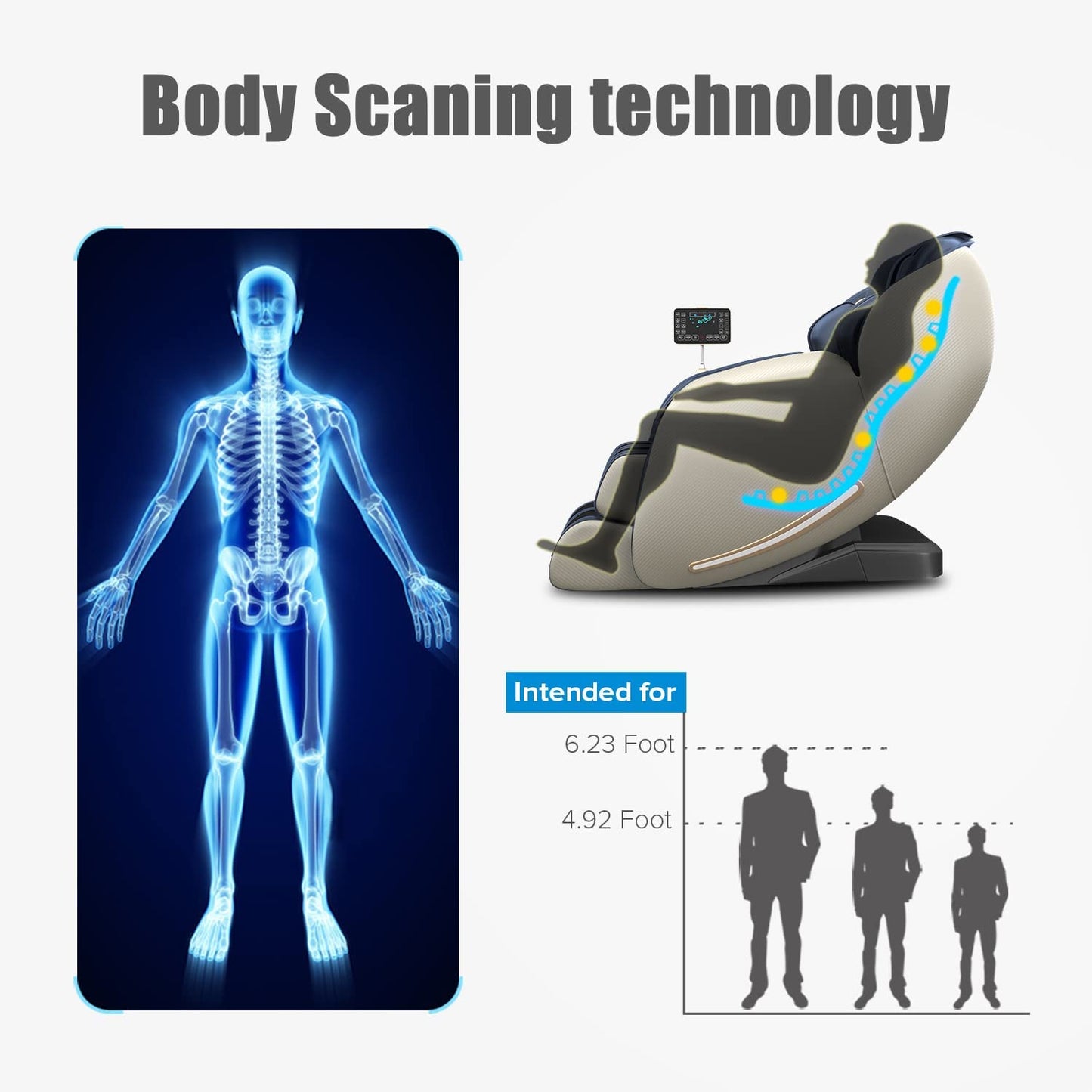 , Full Body Zero Gravity SL Track, Shiatsu Massage Chair Recliner with Heat Body Scan Foot Roller, Favor-06