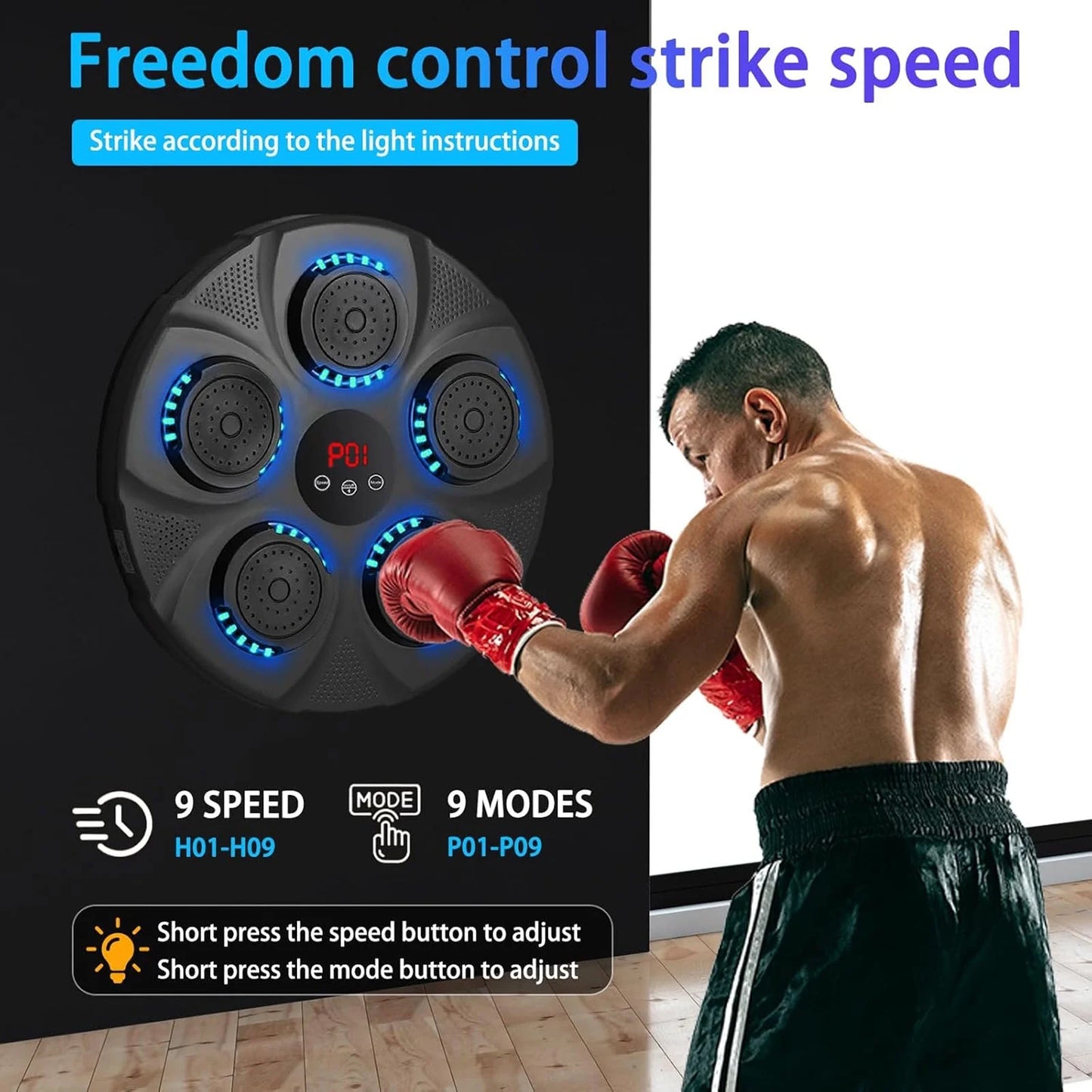 Music Boxing Machine with Boxing Gloves, Smart Bluetooth Boxing Equipment, Intelligent Boxing Machine, Target Training Punching Boxing Machine for Home, Indoor, Gym, Training