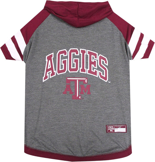 NCAA Texas A&M Aggies Hoodie for Dogs & Cats, Large. | Collegiate Licensed Dog Hoody Tee Shirt | Sports Hoody T-Shirt for Pets | College Sporty Dog Hoodie Shirt
