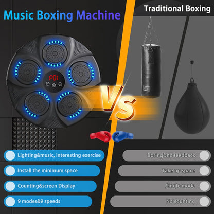 Music Boxing Machine with Boxing Gloves, Smart Bluetooth Boxing Equipment, Intelligent Boxing Machine, Target Training Punching Boxing Machine for Home, Indoor, Gym, Training