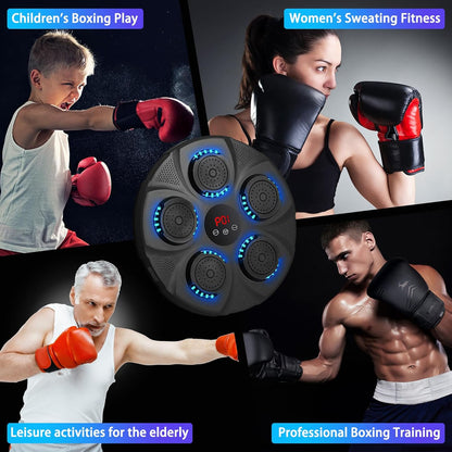 Music Boxing Machine with Boxing Gloves, Smart Bluetooth Boxing Equipment, Intelligent Boxing Machine, Target Training Punching Boxing Machine for Home, Indoor, Gym, Training