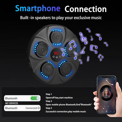 Music Boxing Machine with Boxing Gloves, Smart Bluetooth Boxing Equipment, Intelligent Boxing Machine, Target Training Punching Boxing Machine for Home, Indoor, Gym, Training